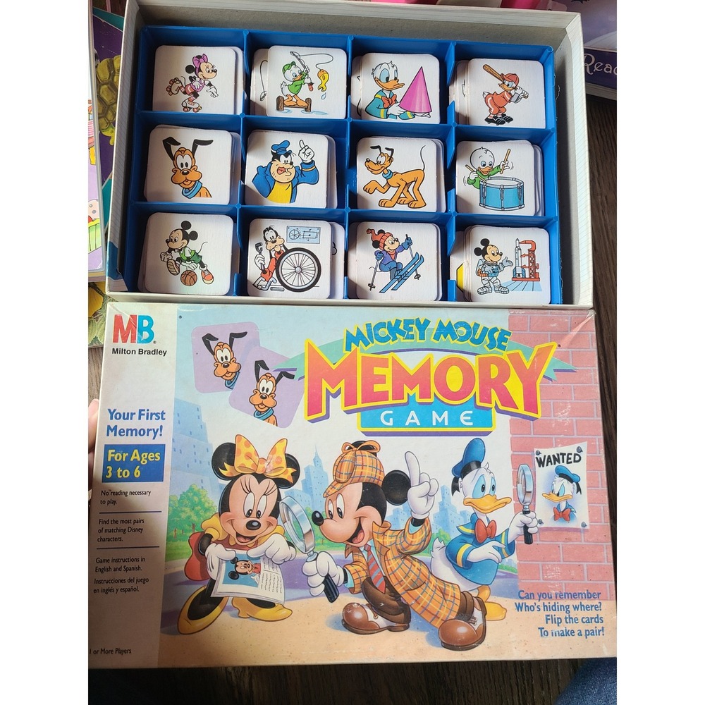 Vintage Milton Bradley Mickey Mouse Memory Game Disney Matching COMPLETE